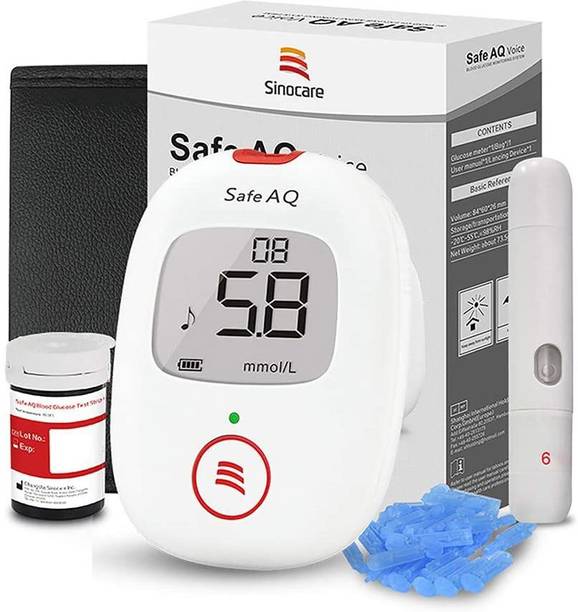Sinocare Safe AQ Voice/Glucometer with Voice Reminder and Light Warning Glucometer