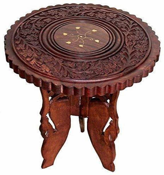 INDIAN WOOD ARTS Wooden Table Wooden Stool Foldable Side Table Stool Tea Snack Breakfast Coffee Table for Living Room Living & Bedroom Stool
