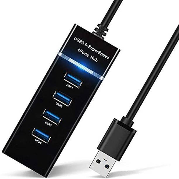 GIPTIP 3.0 USB HUB 4 Port 3.0 USB HUB High-Speed Portable Mini-Hub 3.0 Super Speed Multiport Slim USB Hub 1 feet Cable Length Adapter and Led Indicator "Parking Strip"- Bus Powered- Compatible for Pendrive, Mouse, Keyboards, Camera, Mobile, Tablet, PC, Laptop, TV Etc. USB Hub