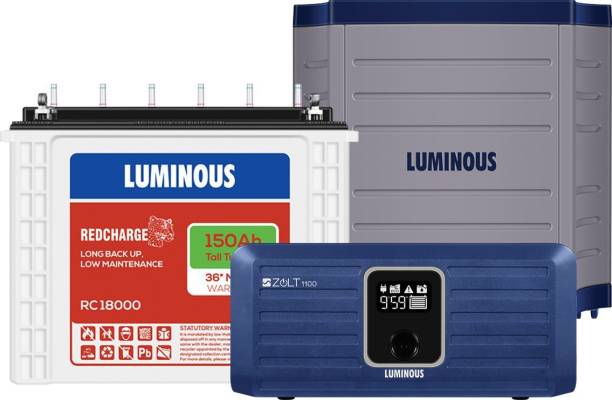 LUMINOUS Zolt 1100 with RC18000 with Trolley TX100L Tubular Inverter Battery