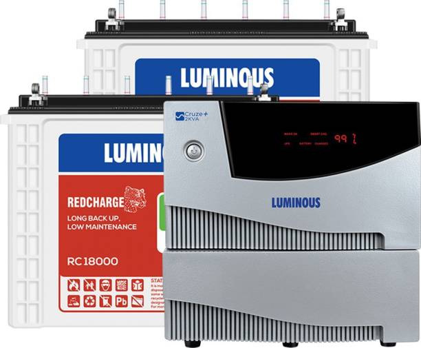 LUMINOUS Cruze 2KVA Inverter with RC 18000 Battery (2 Batteries) Tubular Inverter Battery