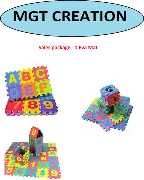 MGT CREATION 36 Pieces Mini Puzzle Foam Eva Mat for Kids Interlocking Learning Alphabet (A to Z) and Number (0 to 10) Memory mat for Kids(10X10cm)