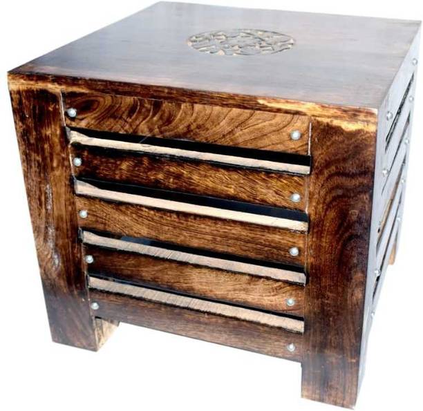 INDIAN WOOD ARTS Wooden Work Fancy Designer Antique Table with Storage Living & Bedroom Stool