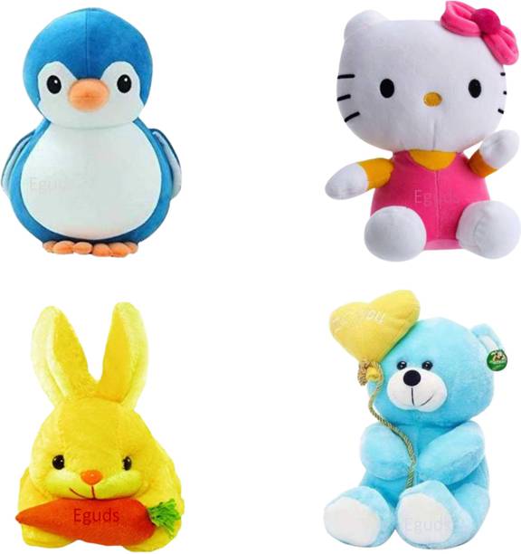 Eguds premium quality cute and attractive soft toy, penguin, hello kitty, rabbit, balloon teddy, for kids gift / birthday & decoration  - 25 cm