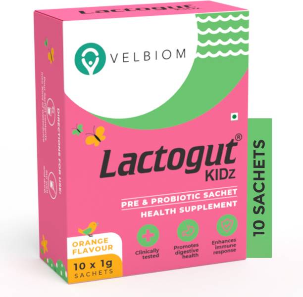 Velbiom Lactogut Kidz Probiotics|Kids Gut Health|Immunity Orange Powder