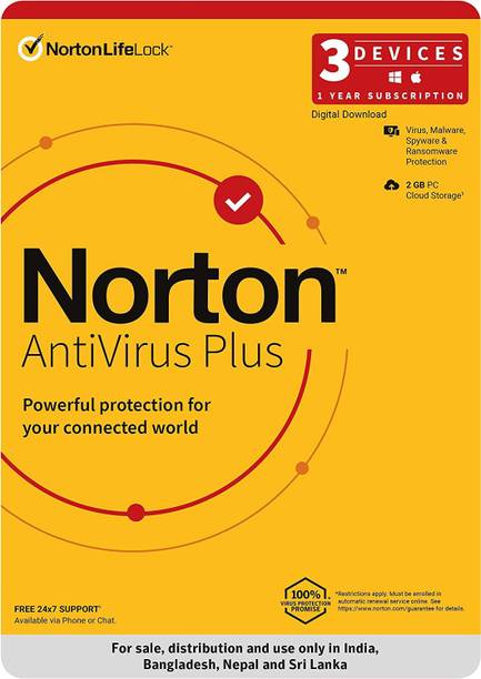 Norton 3 User PC 1 Year Anti-virus Compatible with Windows (Email Delivery - No CD)