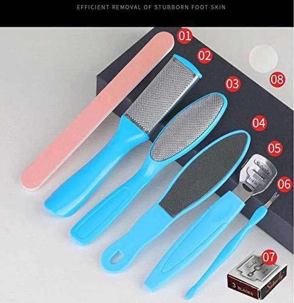 Phiz Beauty Foot File, Dead Hard Skin Callus Remover, Portable Scraper Pedicure Kit set Tools,Foot Care Too (Set of 8)