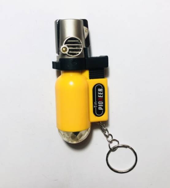 PocktFlames Hot Torch Lighter Gasoline Fire Windproof Spray Gun Metal portable Lighter Compact Butane Jet Lighter Cigarette Accessories Pocket Lighter (Yellow) Pocket Lighter