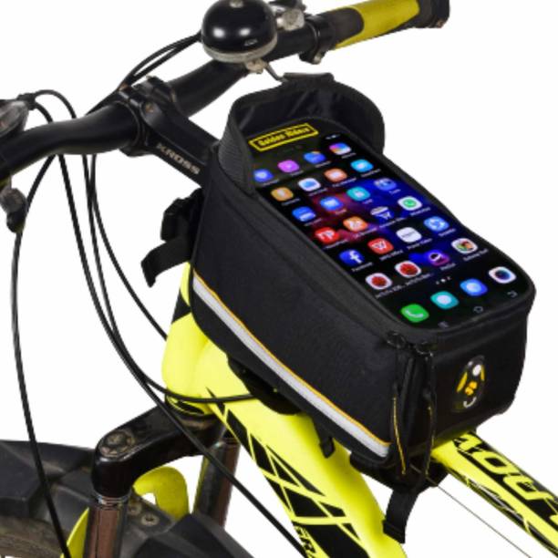Golden Riders Bicycle Phone Bag Waterproof Front Frame Tube Bag For Bicycle One-side Black Polyester Motorbike Saddlebag