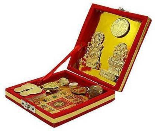 Cyan spritual Kuber Dhan Laxmi Varsha Yantra Set-Generate Source Of Income Aluminium, Wooden, Paper Yantra (Pack of 1) Wooden, Brass Yantra (Pack of 1) Brass Yantra