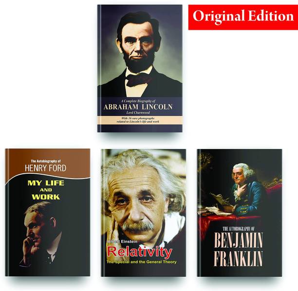 Most Exclusive Non Fiction Books Bestsellers Set Of 4- Benjamin Franklin Autobiography, Life And Work Autobiography Of Henry Ford, Relativity By Einstein, Abraham Lincoln Autobiography Book