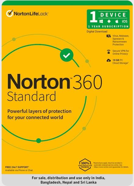 Norton 360 Standard 1 PC PC 1 Year Total Security (Email Delivery - No CD)