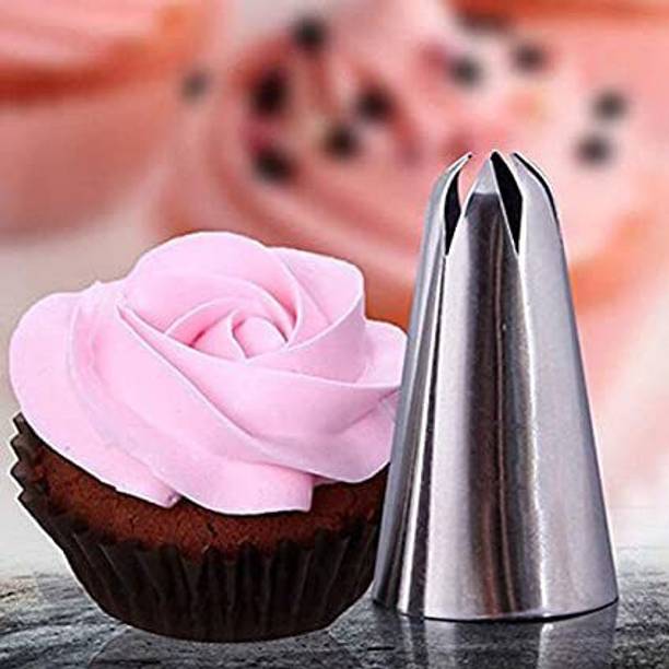 BAKERS4U 2D Large Size Rose Flower Cake Decorating Icing Tip Cupcake Nozzles Decoration Stainless Steel Quick Flower Icing Nozzle