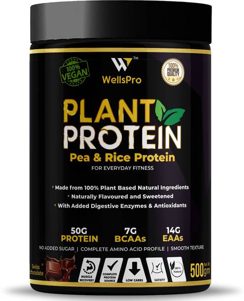 WellsPro Plant Protein Powder 500g [17 Servings] Pea Protein Brown Rice Protein 100% Vegan Plant-Based Protein