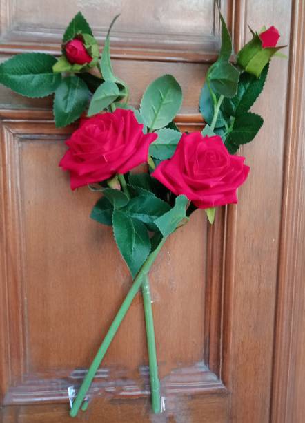 RESILIENCE Rose For Gift Red, Green Rose Artificial Flower