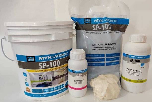 MYK LATICRETE SP-100 Stain free Epoxy Grout For Floor & Wall ( 85 Almond ) 5kg ( Hardener : 350g Resin : 900g & Filler 3.75g) Crack Filler
