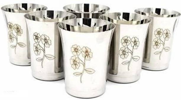 LEROYAL (Pack of 6) Designer & Heavy Duty {Demo Pack } Glass Set Water/Juice Glass