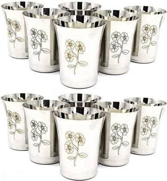 LEROYAL (Pack of 12) Designer & Heavy Duty Family Pack Glass Set Water/Juice Glass