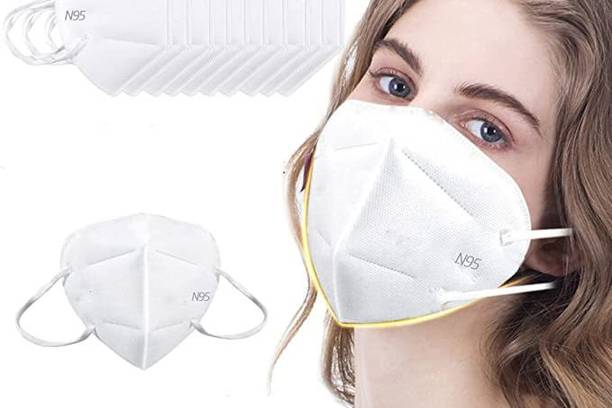 MEDI KARMA N95 Mask Soft, Comfortable, Reusable Face Mask Without Respirator Valve: (Ear Loop, White, Free-Size), Pack of 50 Reusable Surgical Mask With Melt Blown Fabric Layer
