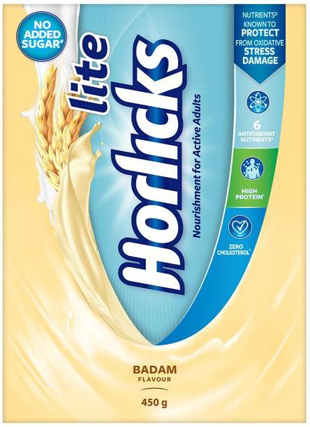 Lite Horlicks Lite Badam Nutrition Drink for Adults,Refill, Adult Health Drink