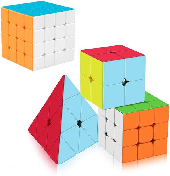 Authfort Speed Puzzle Set 2X2 3x3 4x4 and Pyraminx Pyramid cubes