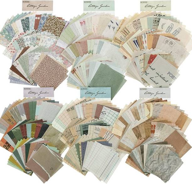 HASTHIP 360 Sheets Vintage Scrapbook Paper Supplies DIY Journaling Supplies for Writing Drawing Scrapbook Materials for Craft Travel Journal 6 Sets Theme,  Scrapbook Kit