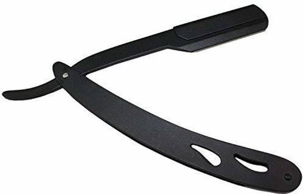 Osking Straight Edge Stainless Steel (Made In Dubai) Folding Shaving Razor-Matte Black, Men