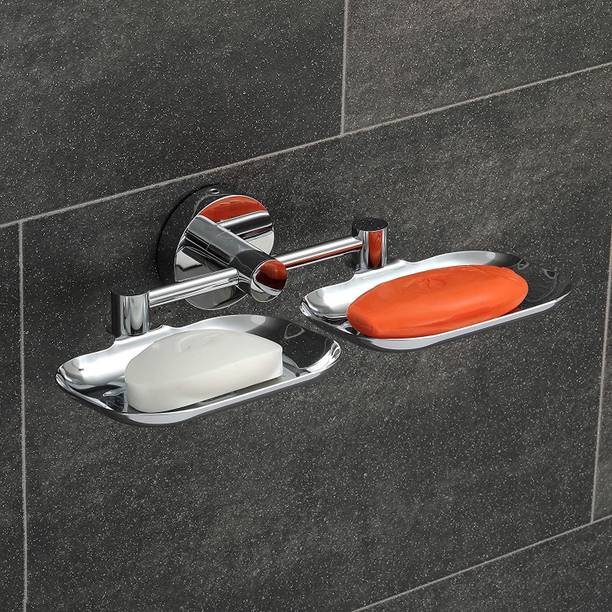 GRIVAN SS 304 High Grade Round Shape Double Soap Dish, Stand, case, Holder Stand