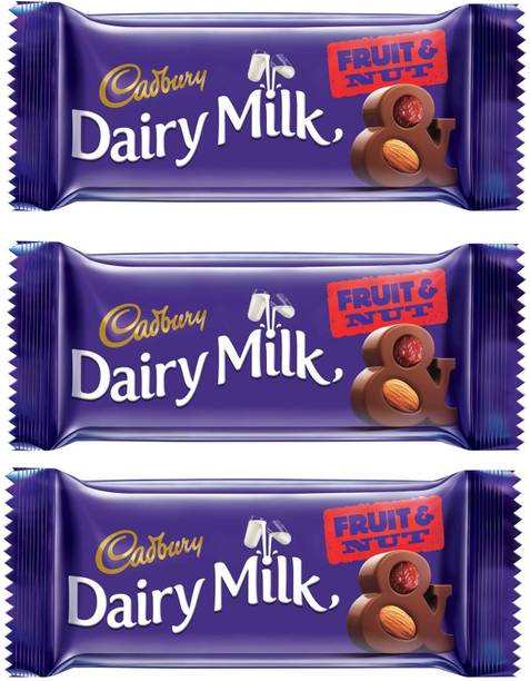 Cadbury Dairy Milk Fruit & Nut Chocolate 36 Gram Pack Of 3 Bars, Caramels, Crackles