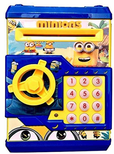 Qbik Piggy Bank Suitcase with Electronic Lock for Kids, Cartoon Piggy Bank ( Color and Model as per Availability ) Coin Bank