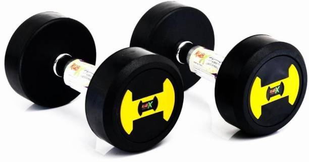 RUBX RUBBER COATED ROUND DUMBBELLS 10KG (PACK OF TWO) Fixed Weight Dumbbell