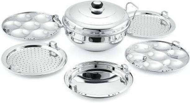 Bigbought Lifestyle Classic Range All-in-One Stainless Steel Idli Cooker Multi Kadai Steamer Copper Bottom With Lid, Big Size with 5 Plates 2 Idli, 2 Dhokla Plate, 1 Patra Plate Idli Maker Multi Kadhai,Pot Pan Set Combo Tope Copper Tapeli / Patila / Cookware/ Dhokaliyu / Dhokla Maker, Patra Maker Induction & Standard Idli Maker
