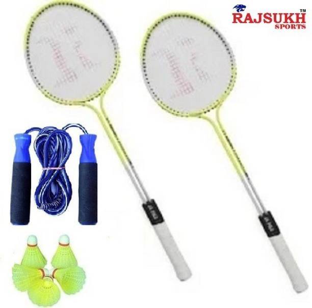 RAJSUKH SPORTS Badminton Racquet Set Of 2 Piece With 5Piece Nylon Shuttle Cock With Skipping Rope Badminton Kit