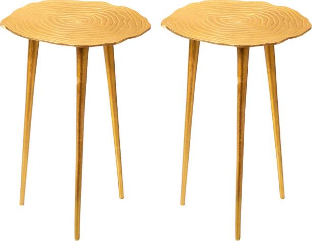 nestroots setof 2 Meatillic Side Table for Living Room(Gold,21in,Pre-Assembled) Stool
