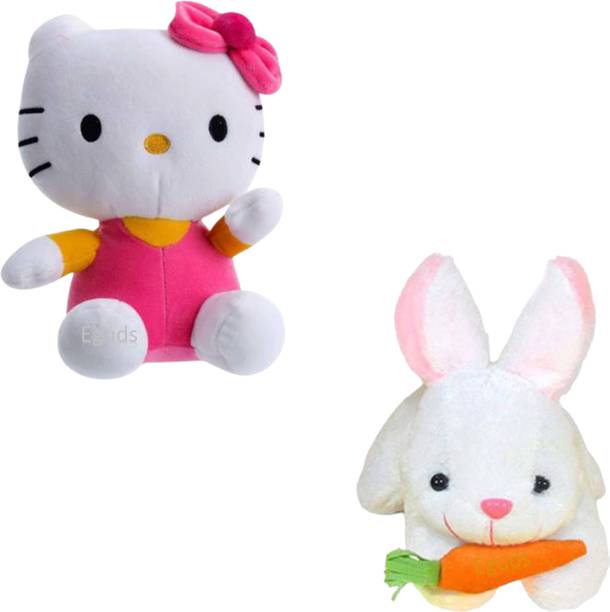 Eguds Cute and adorable set of rabbit and Hello Kitty soft toys for kids/ combo pack of 2 / home decoration and special occasions  - 25 cm