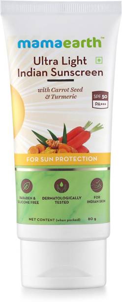 MamaEarth Sunscreen Lotion SPF50 PA+++ For Indian Skin, With Turmeric & Carrot Seed - SPF 50 PA+++