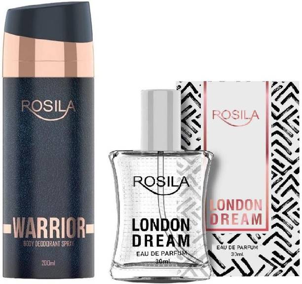 Rosila Warrior Perfume Deodorant Body Spray 200ml(Toxic Free Deo) With London Dream Perfume 30ml (Eau De Parfum) Luxury Scent Long Lasting Fragrance