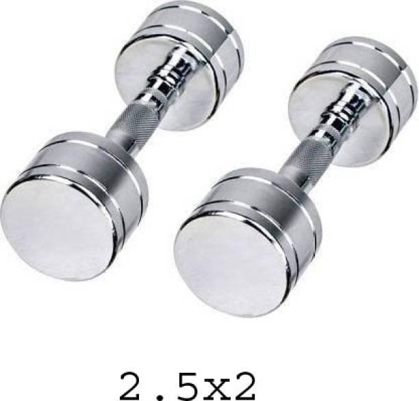 HACKERX Hi-Quality Steel Chrome 2.5Kg (Pair) Fixed Weight Dumbbell