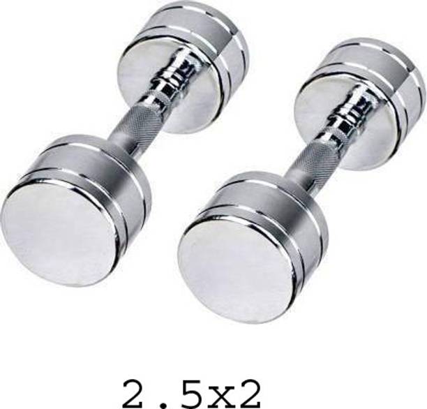 AS ENTERPRISES Hi-Quality Steel Chrome 2.5Kg (Pair) Fixed Weight Dumbbell