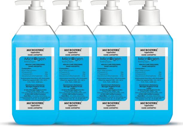 Microgen Microsteril Hand Rub 70% Isopropayl Base  each (500ml) | Pack of 4 Hand Rub Bottle + Dispenser