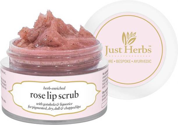 Just Herbs Rose Lip Scrub For Moisturizing ,Pigmented & Brightening Dark Lips Scrub