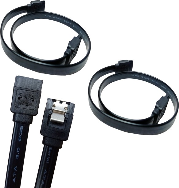 18inch SATA3.0 6Gb/s Round Cable,180 to 90 deg Black 