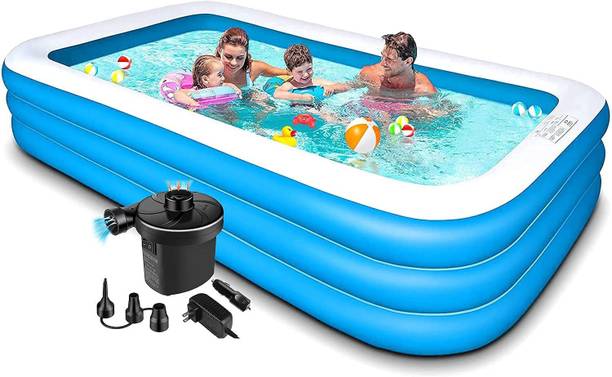 Bestway Bath Tubs with Electric Pump for Adults (Blue, 10 Feet) Inflatable Swimming Pool