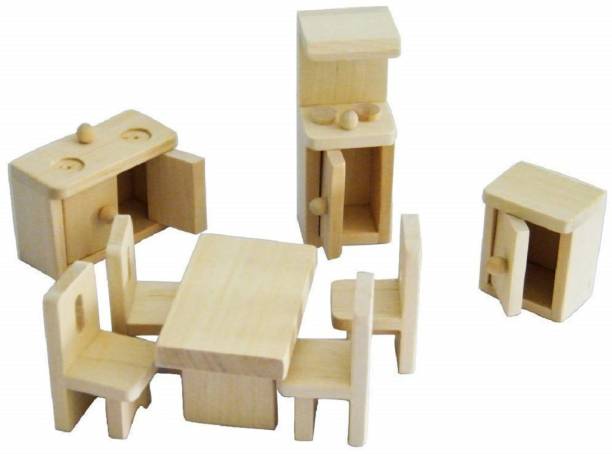 Authfort Wooden Kitchen Dollhouse Furniture Set for Girls