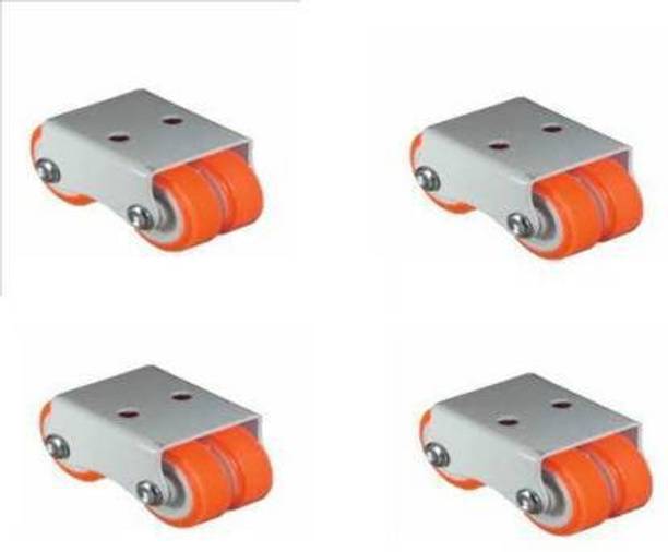 hinglaj 4 WHEEL NON MOVABLE CASTER ORANGE 4PC. Appliance Furniture Caster (Pack of4) Fixed Furniture Caster