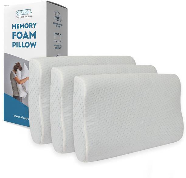 Sleepsia Memory Foam Orthopaedic Pillow Pack of 3 Solid