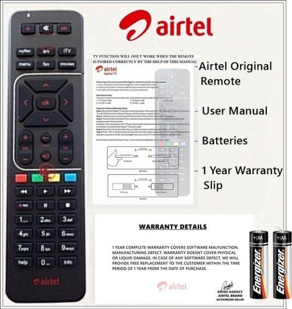 Airtel DTH 100% Genuine HD Recording Universal (Works With All Tv) Airtel DTH Remote Controller