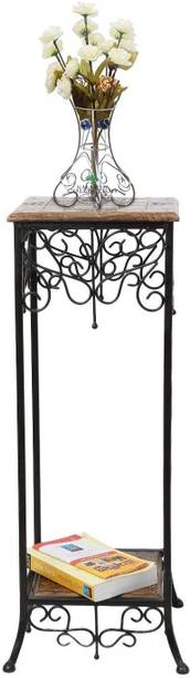 Smarts collection Wrought Iron Cum End Table Size(LxBxH-11x11x31) Inch Solid Wood Side Table