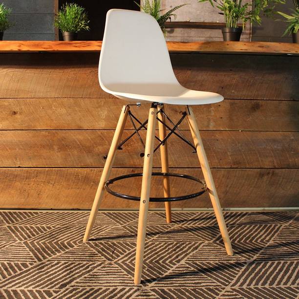 Finch Fox Charles Eames Style Seat Height Plastic Modern Counter Barstool (White) Engineered Wood Bar Chair