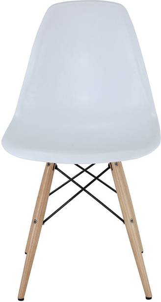 Finch Fox Eames Replica Dining Chair/Cafeteria Chair/Cafe Chair/Armless Side Chairs Molded ABS Plastic with Wood & Black Accents Plastic Dining Chair